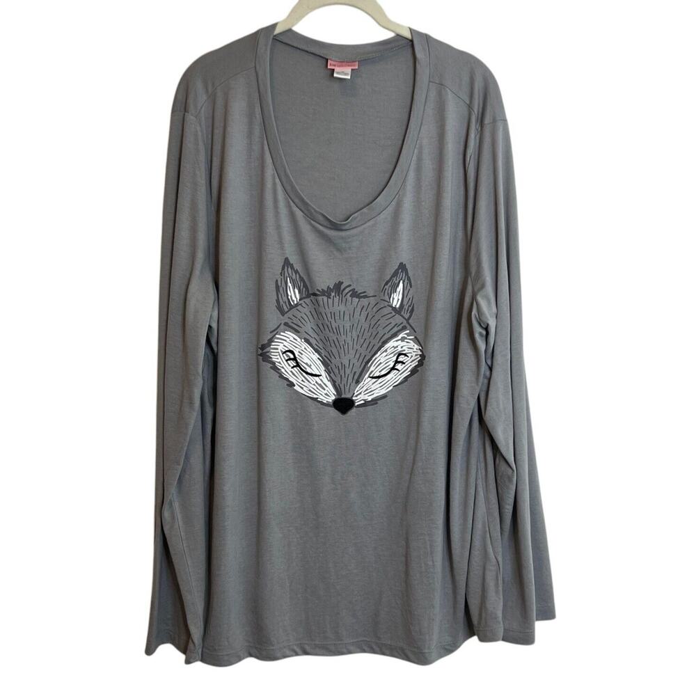 Be Yourself Womens Long Sleeve Tee Size 3X Gray Velvet Nose Fox Face